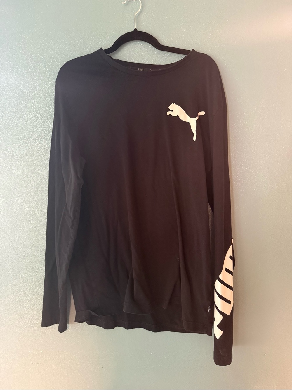 Puma Black Long Sleeve Logo Tee